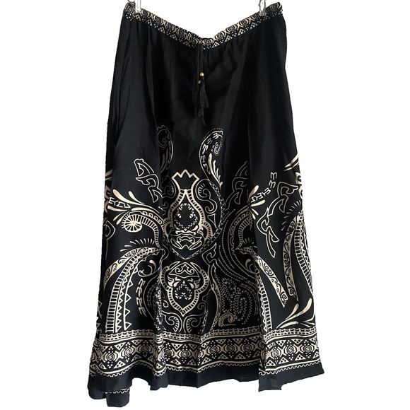 Dressbarn Skirt Womens 3XL NEW Westport Maxi Black Rayon Summer Flowy Pull On - Picture 1 of 11